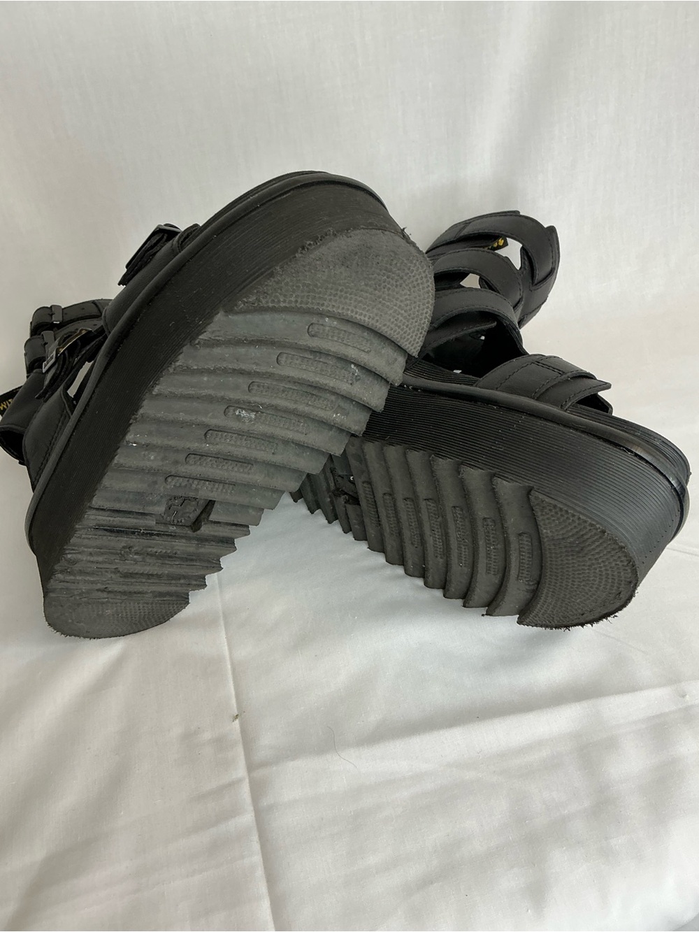2110 - Dr. Martens Black Leather Platform Strappy Sandals - Picture 6 of 7